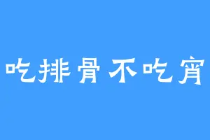 爱吃排骨不吃宵夜