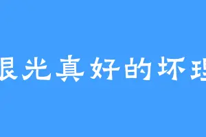 眼光真好的坏理