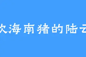 喜欢海南猪的陆云天