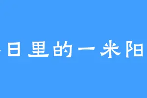 冬日里的一米阳光