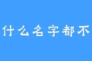 用什么名字都不好