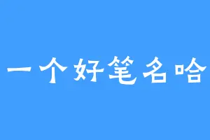一个好笔名哈