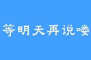 等明天再说喽