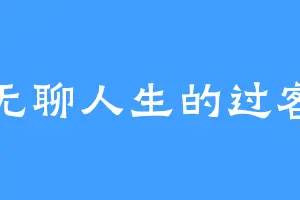 无聊人生的过客